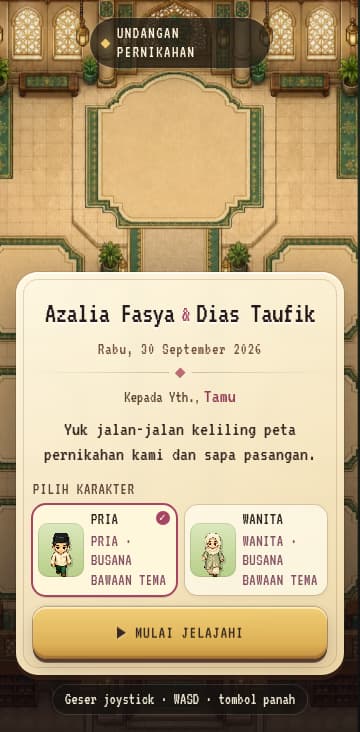 Preview tema interaktif Sakinah Hall Quest