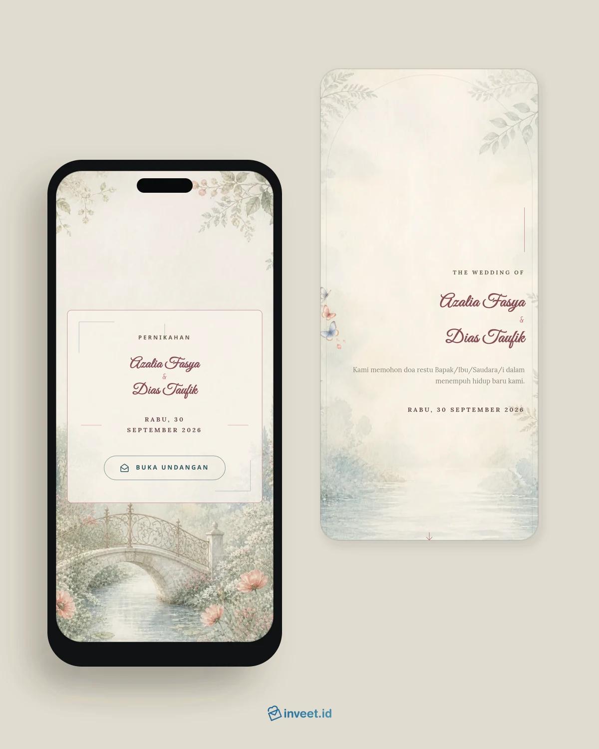 Preview tema undangan Aquarelle Crossing