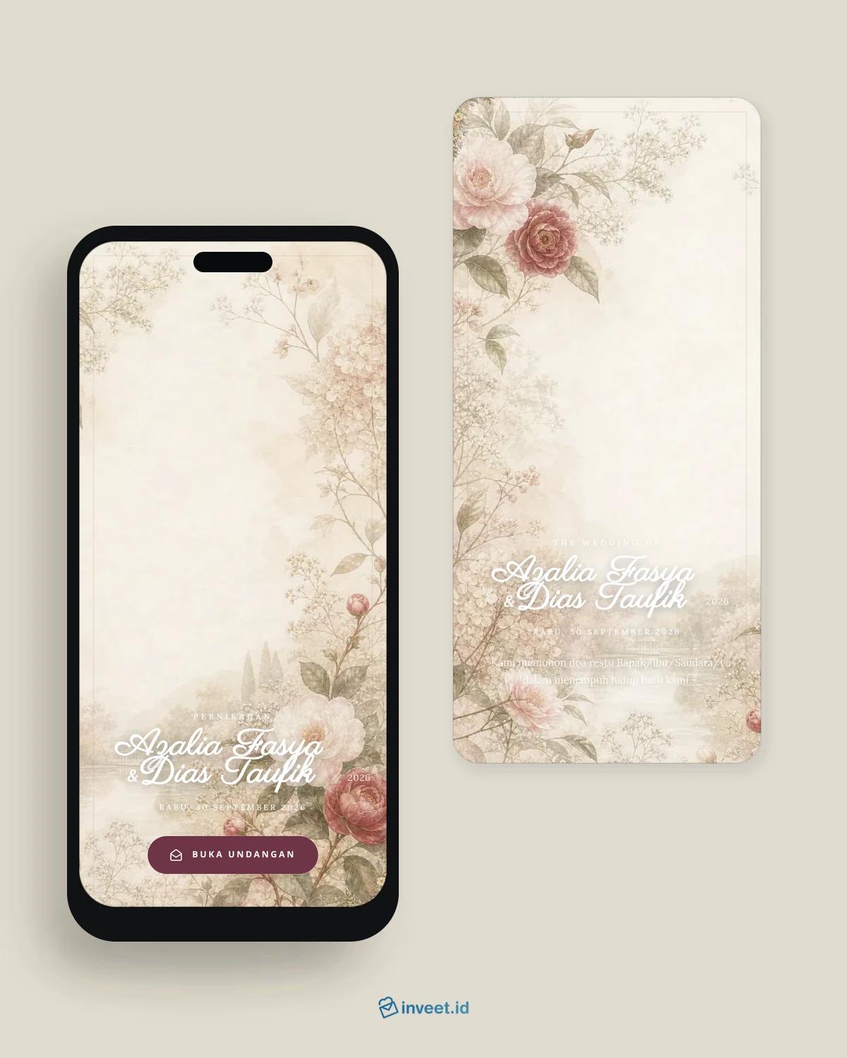 Preview tema undangan Camellia Serein