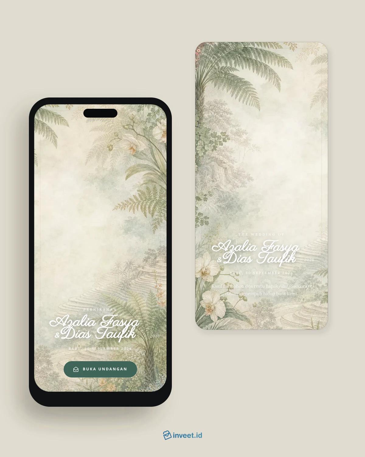 Preview tema undangan Celadon Fern