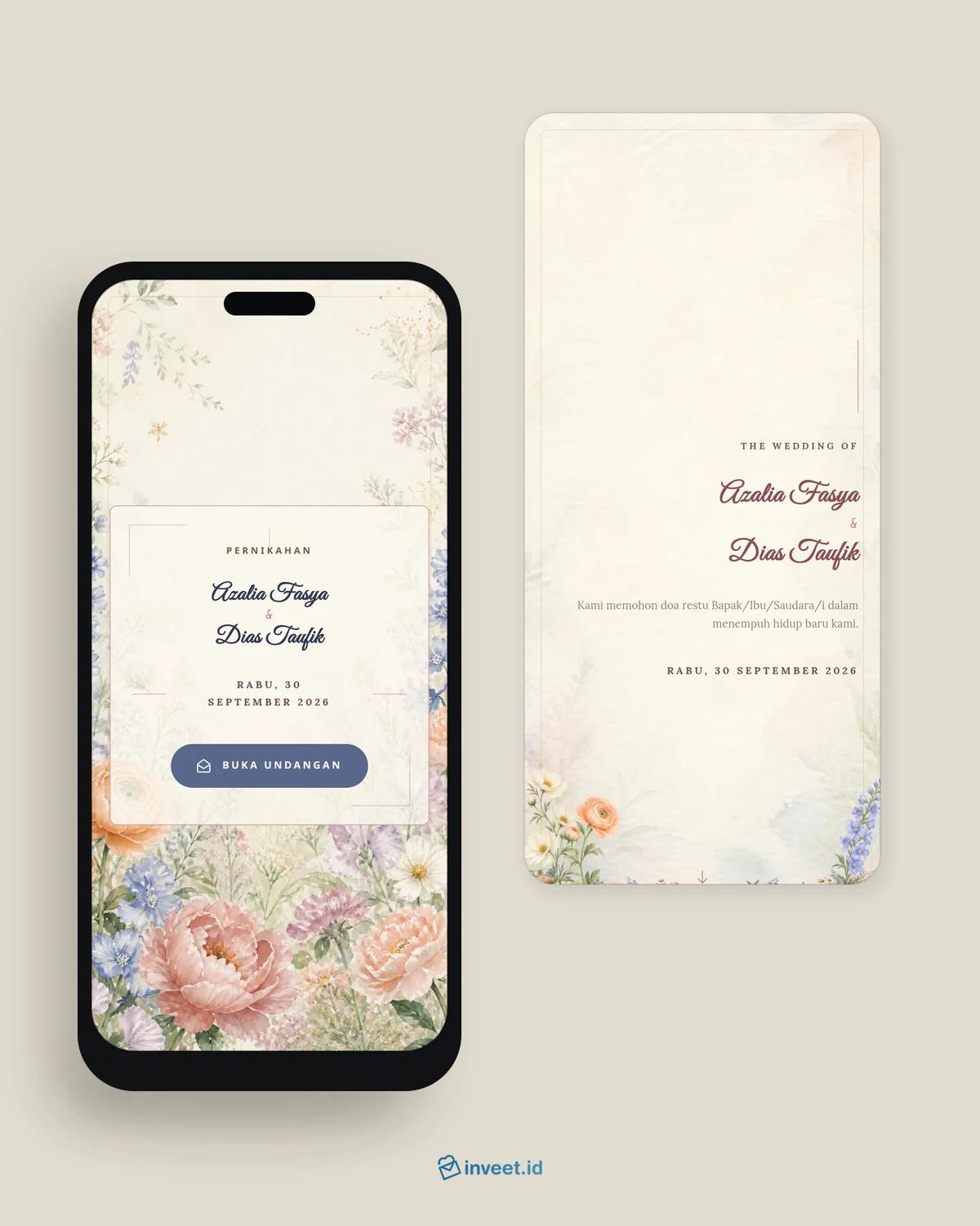 Preview tema undangan Celestia Bloom