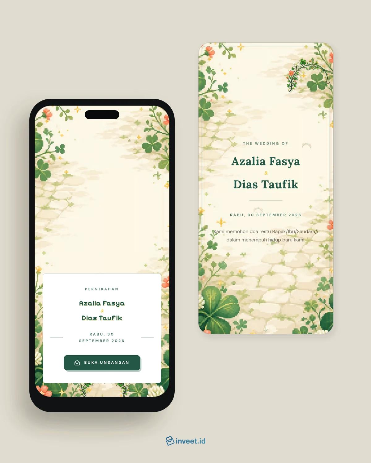 Preview tema undangan Clover Confetti