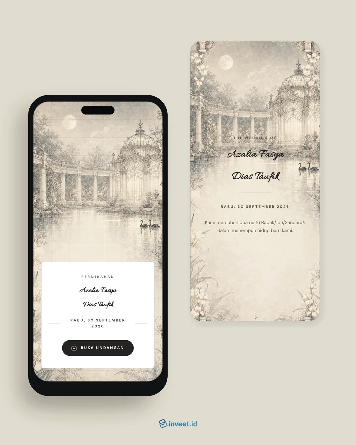 Preview tema undangan Ivory Onyx