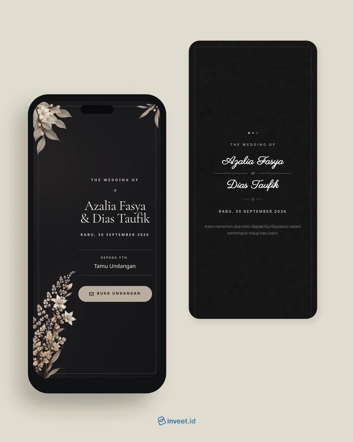 Preview tema undangan Nocturne Botanica