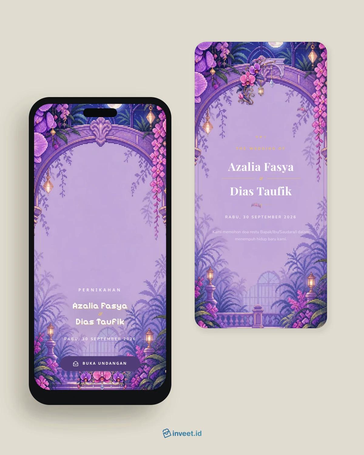 Preview tema undangan Orchid Arcade