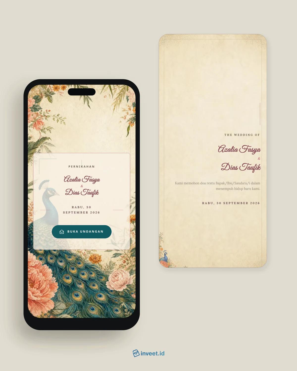 Preview tema undangan Peacock Garden