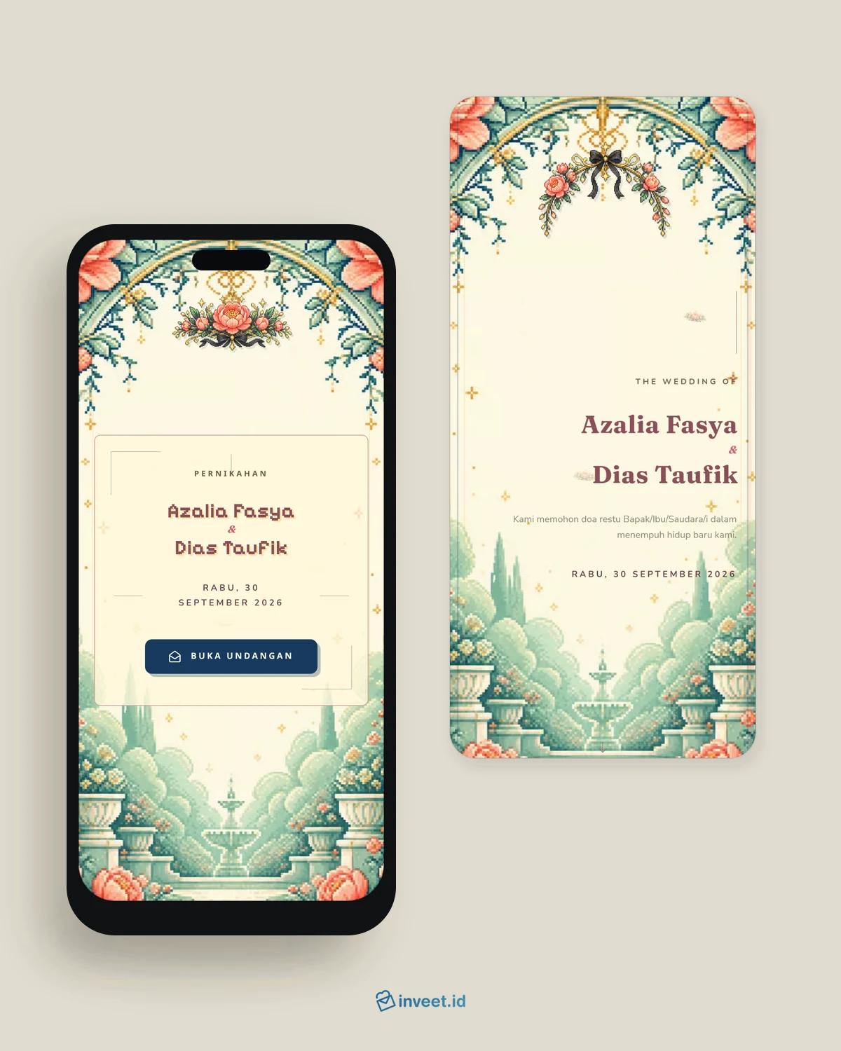 Preview tema undangan Petal Arcade