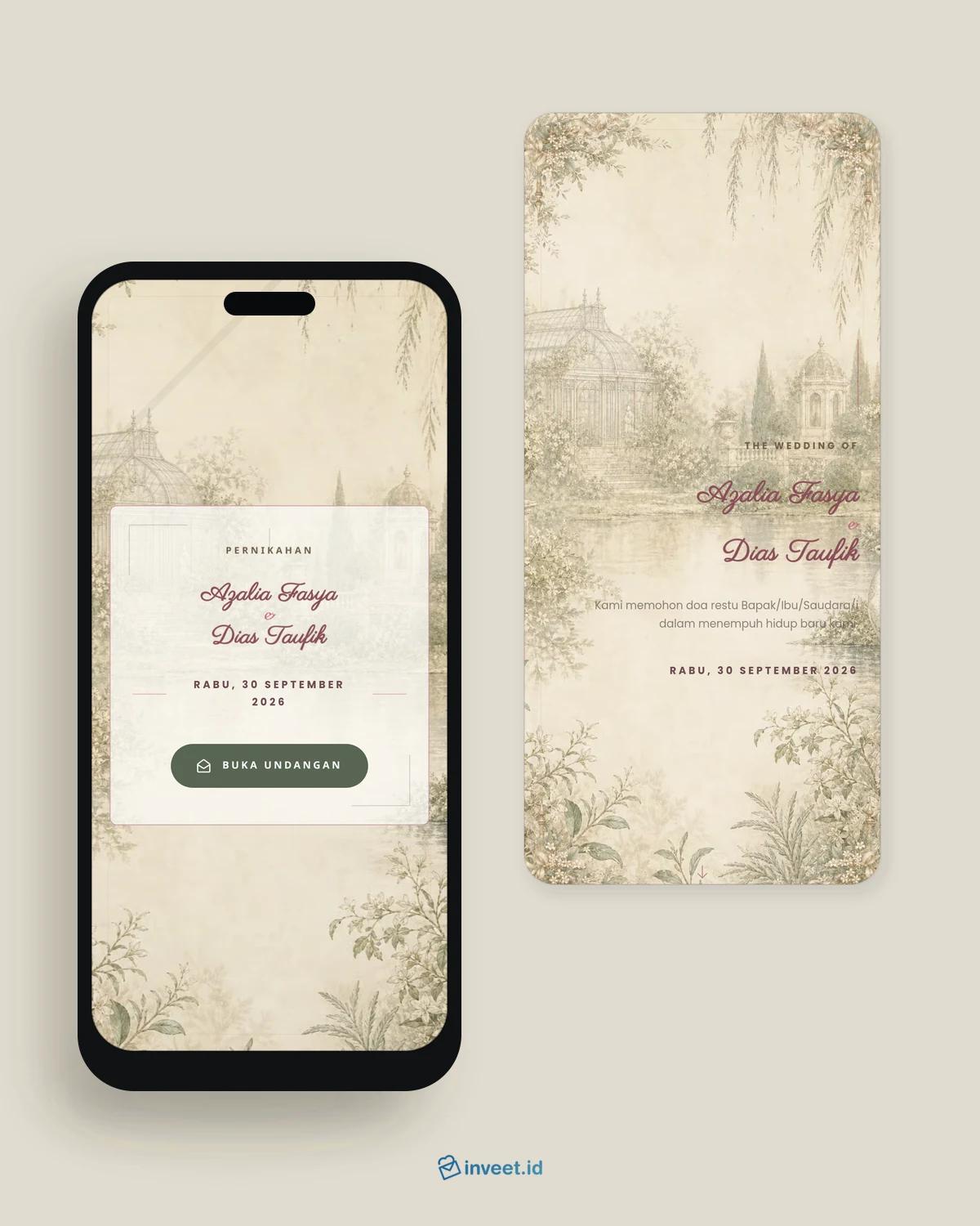 Preview tema undangan Sage Couture