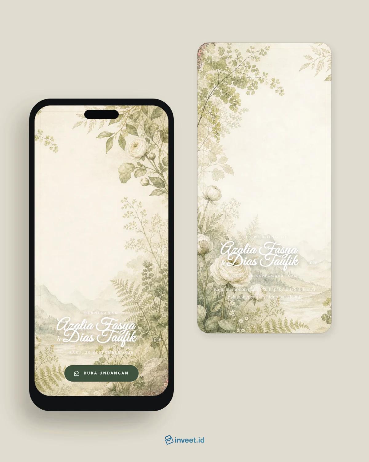 Preview tema undangan Verdant Folio